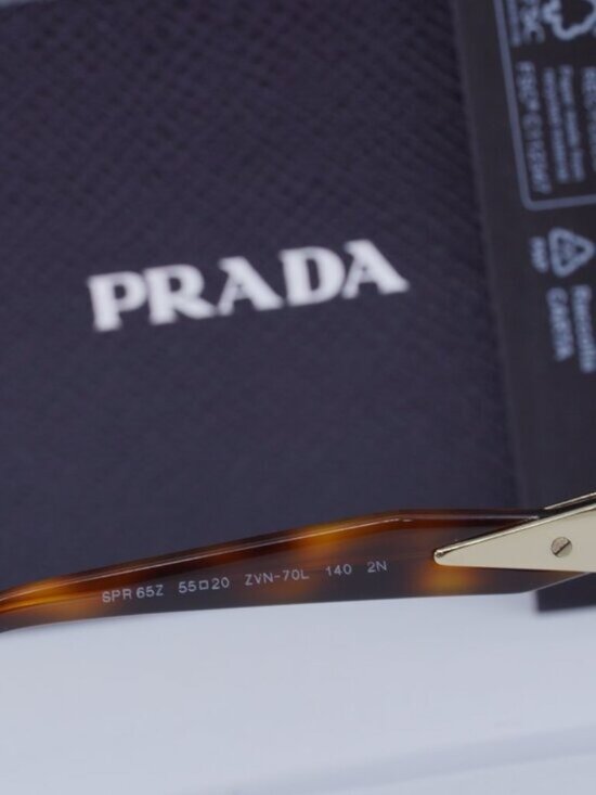 Prada PR65ZS ZVN70L Oval Sunglasses – Pale Gold\\Dark Green main image 9